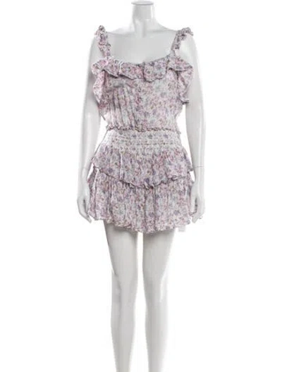 Pre-owned Loveshackfancy Floral Print Mini Dress In Purple