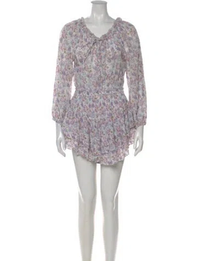 Pre-owned Loveshackfancy Floral Print Mini Dress In Purple