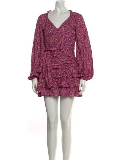 Pre-owned Loveshackfancy Floral Print Mini Dress In Purple