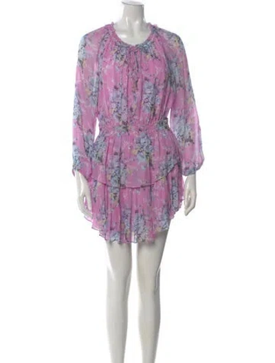 Pre-owned Loveshackfancy Floral Print Mini Dress In Purple