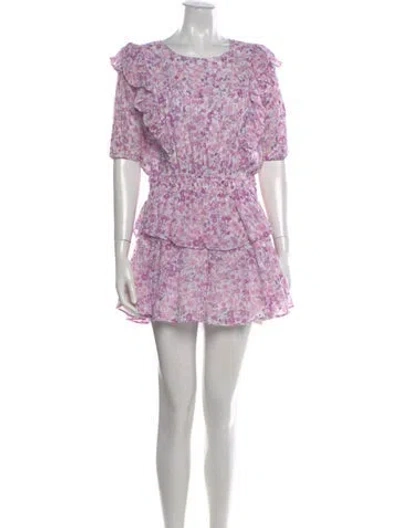 Pre-owned Loveshackfancy Floral Print Mini Dress In Purple