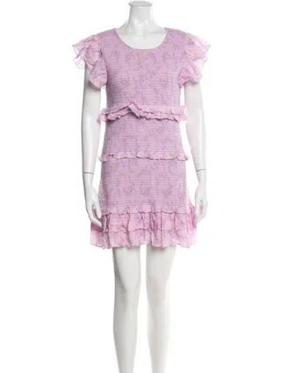 Pre-owned Loveshackfancy Floral Print Mini Dress In Purple