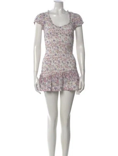 Pre-owned Loveshackfancy Floral Print Mini Dress In Purple