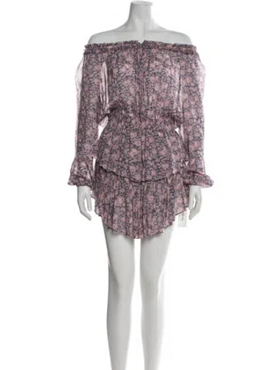 Pre-owned Loveshackfancy Floral Print Mini Dress In Purple