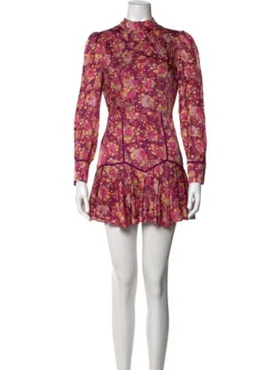 Pre-owned Loveshackfancy Floral Print Mini Dress In Purple