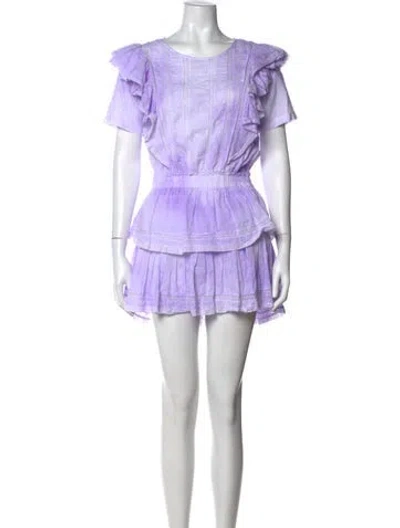 Pre-owned Loveshackfancy Floral Print Mini Dress In Purple