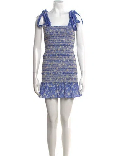 Pre-owned Loveshackfancy Floral Print Mini Dress In Purple
