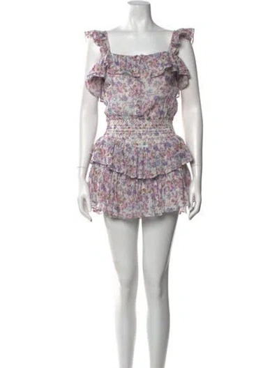 Pre-owned Loveshackfancy Floral Print Mini Dress In Purple