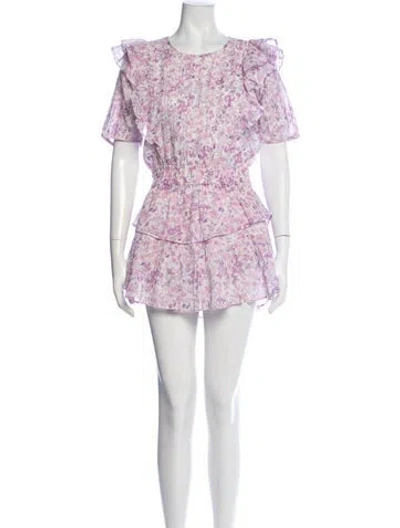 Pre-owned Loveshackfancy Floral Print Mini Dress In Purple