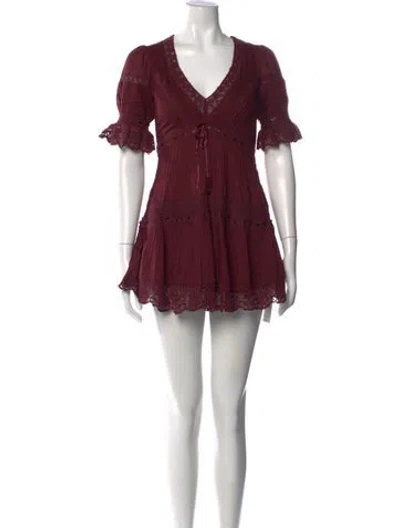 Pre-owned Loveshackfancy Floral Print Mini Dress In Purple