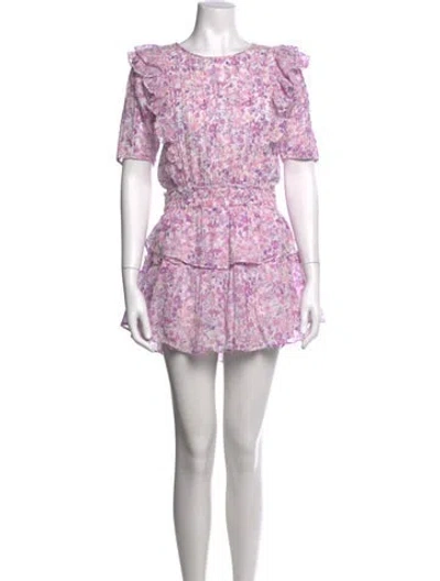 Pre-owned Loveshackfancy Floral Print Mini Dress In Purple