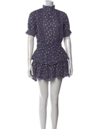 Pre-owned Loveshackfancy Floral Print Mini Dress In Purple