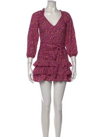 Pre-owned Loveshackfancy Floral Print Mini Dress In Purple