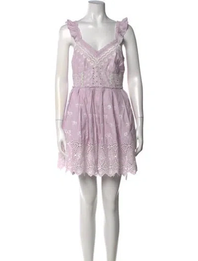 Pre-owned Loveshackfancy Floral Print Mini Dress In Purple