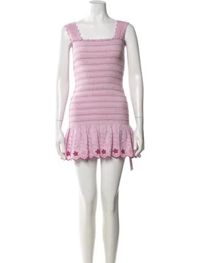 Pre-owned Loveshackfancy Floral Print Mini Dress In Purple