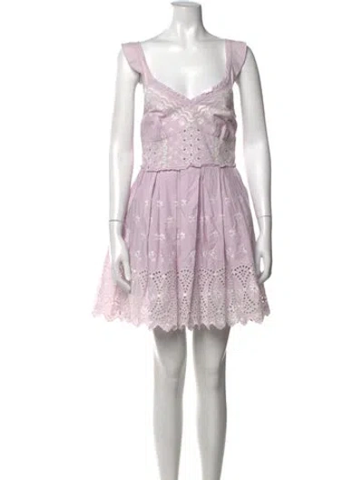 Pre-owned Loveshackfancy Floral Print Mini Dress In Purple