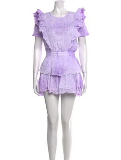 Pre-owned Loveshackfancy Floral Print Mini Dress In Purple