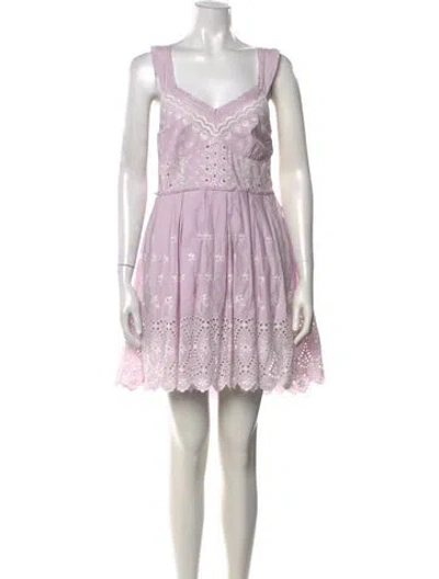 Pre-owned Loveshackfancy Floral Print Mini Dress In Purple