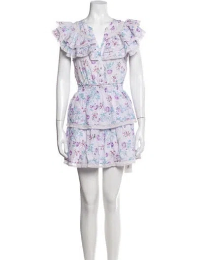 Pre-owned Loveshackfancy Floral Print Mini Dress In Purple