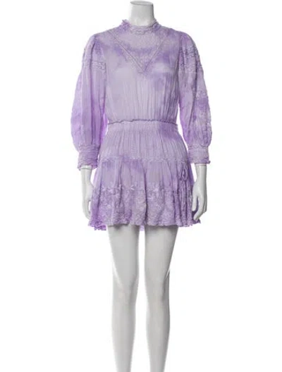 Pre-owned Loveshackfancy Floral Print Mini Dress In Purple