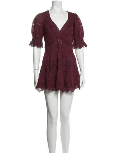 Pre-owned Loveshackfancy Floral Print Mini Dress In Purple