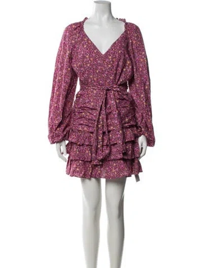 Pre-owned Loveshackfancy Floral Print Mini Dress In Purple