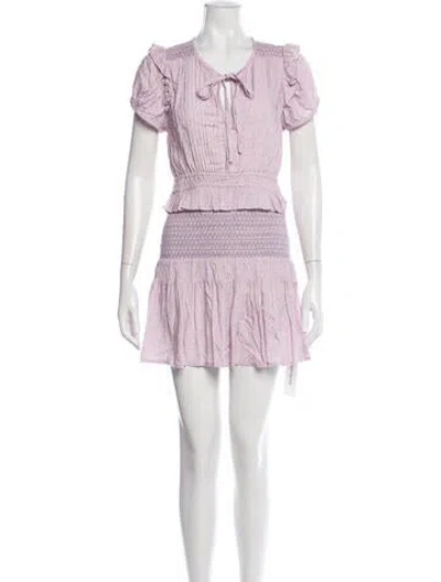 Pre-owned Loveshackfancy Floral Print Mini Dress In Purple