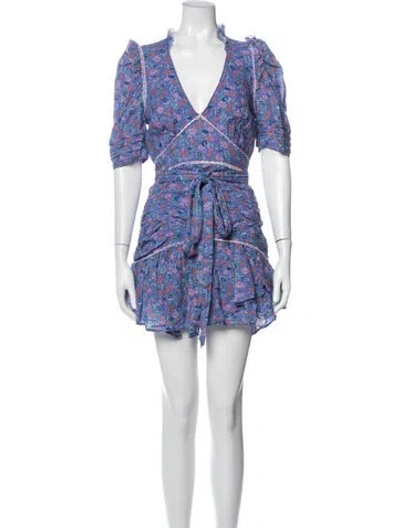 Pre-owned Loveshackfancy Floral Print Mini Dress In Purple