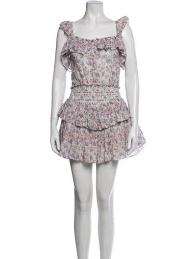 Pre-owned Loveshackfancy Floral Print Mini Dress In Purple