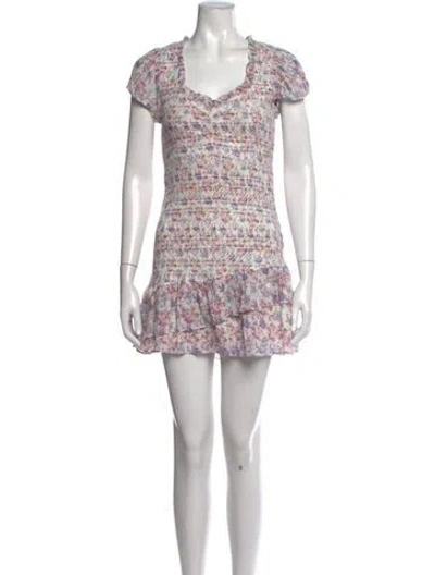 Pre-owned Loveshackfancy Floral Print Mini Dress In Purple
