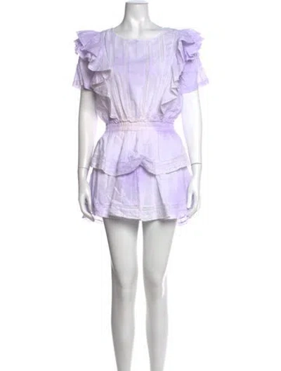 Pre-owned Loveshackfancy Floral Print Mini Dress In Purple