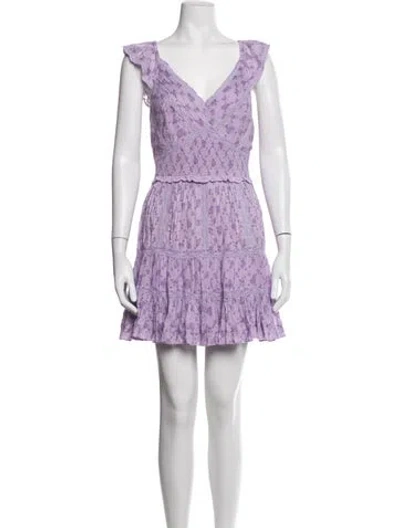 Pre-owned Loveshackfancy Floral Print Mini Dress In Purple