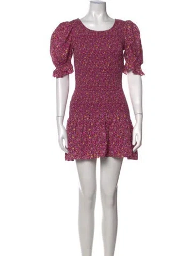 Pre-owned Loveshackfancy Floral Print Mini Dress In Purple
