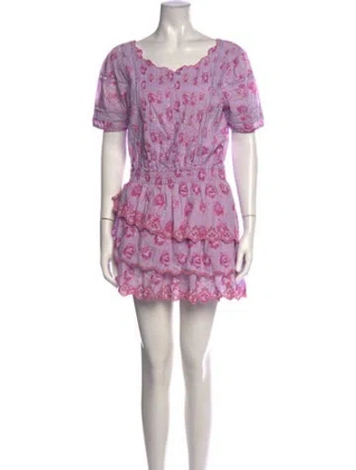 Pre-owned Loveshackfancy Floral Print Mini Dress In Purple