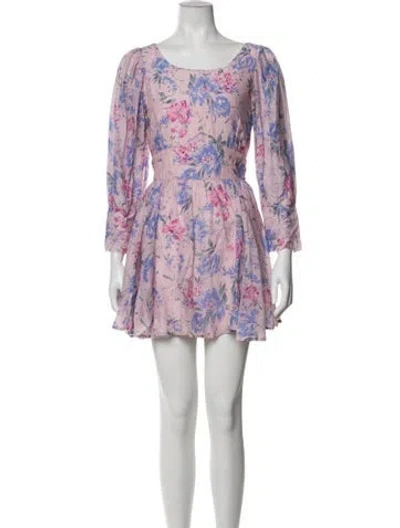Pre-owned Loveshackfancy Floral Print Mini Dress In Purple