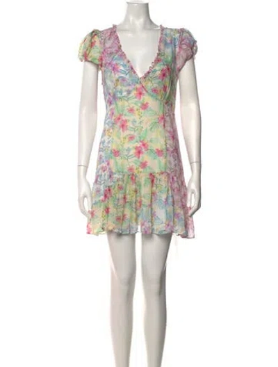 Pre-owned Loveshackfancy Floral Print Mini Dress In Purple