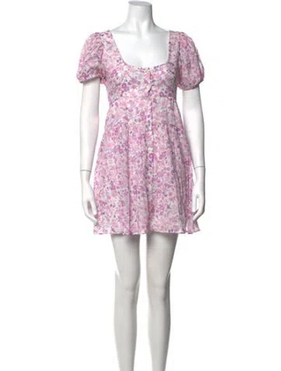 Pre-owned Loveshackfancy Floral Print Mini Dress In Purple