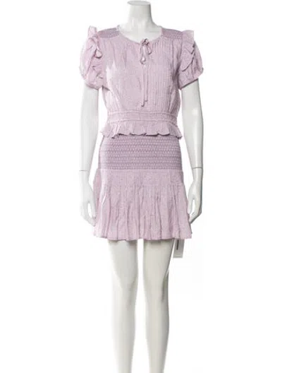 Pre-owned Loveshackfancy Floral Print Mini Dress In Purple