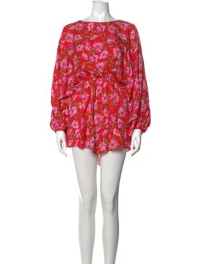 Pre-owned Loveshackfancy Floral Print Mini Dress In Red