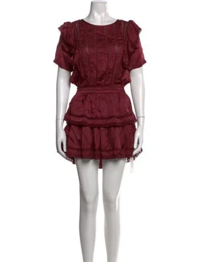 Pre-owned Loveshackfancy Floral Print Mini Dress In Red