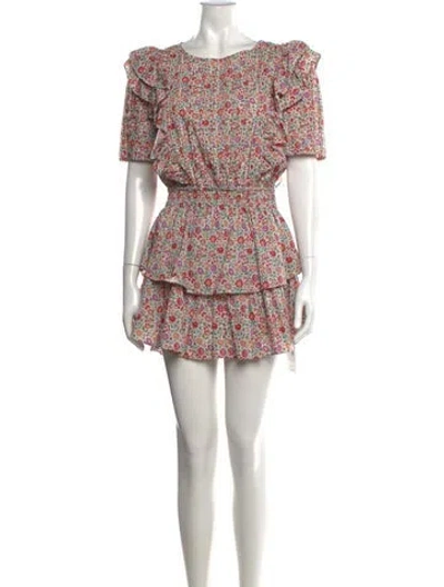 Pre-owned Loveshackfancy Floral Print Mini Dress In Red