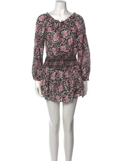 Pre-owned Loveshackfancy Floral Print Mini Dress W/ Tags In Black