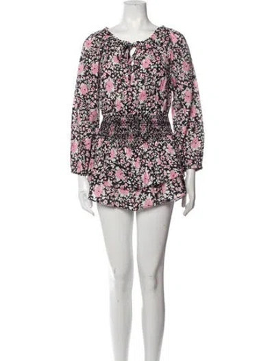 Pre-owned Loveshackfancy Floral Print Mini Dress W/ Tags In Black