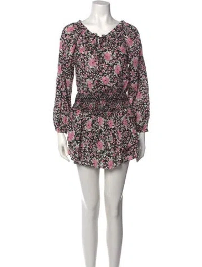 Pre-owned Loveshackfancy Floral Print Mini Dress W/ Tags In Black