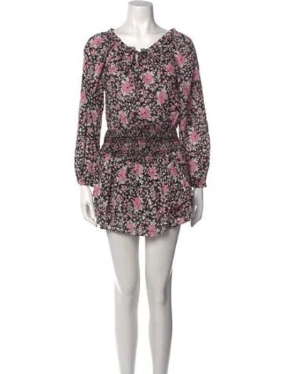 Pre-owned Loveshackfancy Floral Print Mini Dress W/ Tags In Black
