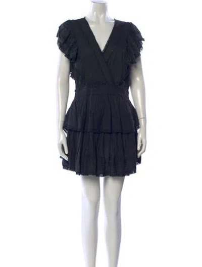 Pre-owned Loveshackfancy Floral Print Mini Dress W/ Tags In Black