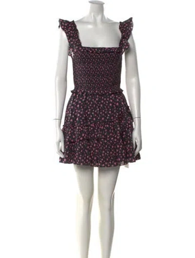 Pre-owned Loveshackfancy Floral Print Mini Dress W/ Tags In Black