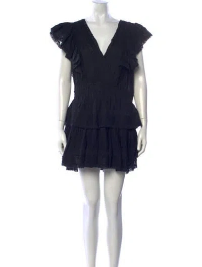 Pre-owned Loveshackfancy Floral Print Mini Dress W/ Tags In Black