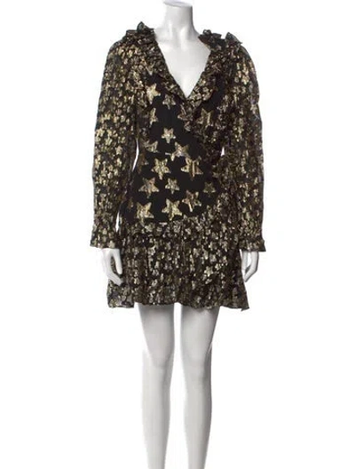Pre-owned Loveshackfancy Floral Print Mini Dress W/ Tags In Black