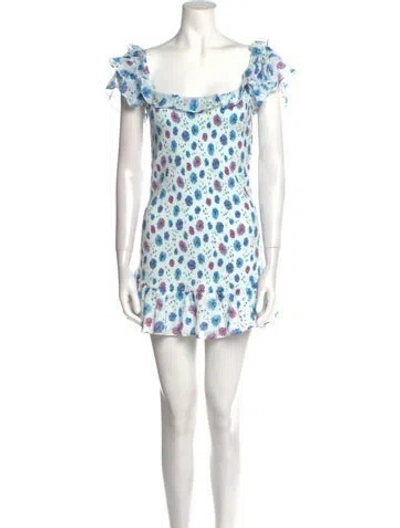 Pre-owned Loveshackfancy Floral Print Mini Dress W/ Tags In Blue